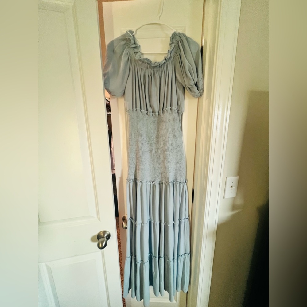 MABLE
Lilia Smocked Dress in Dusty Blue